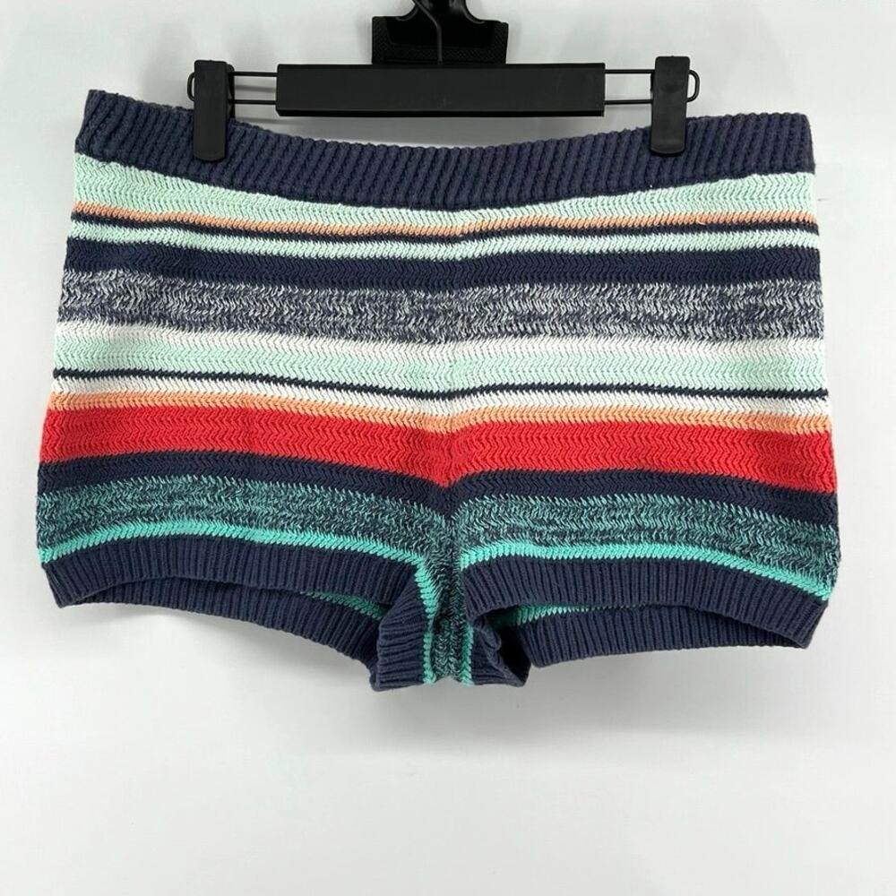 Aerie Chunky Knit Shorts Size L Striped Beachy Loungewear Coastal Grandma